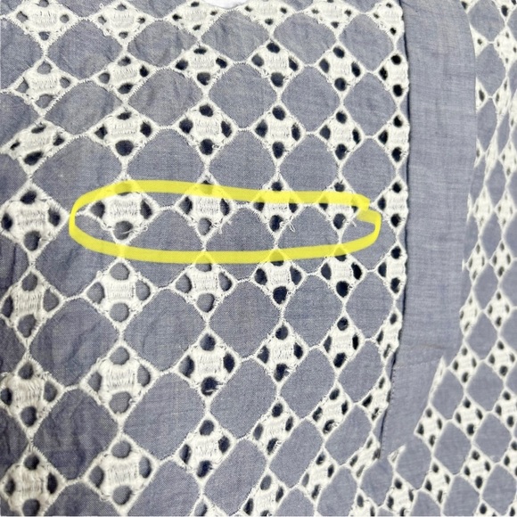 Ann Taylor LOFT The Softened Shirt Chambray Eyelet Popover Blouse - Picture 7 of 13